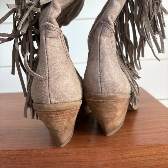 Carlos Santana Lever Doe Fringe Boots Gray Suede Western Cowgirl Festive 9.5 M - Picture 10 of 12